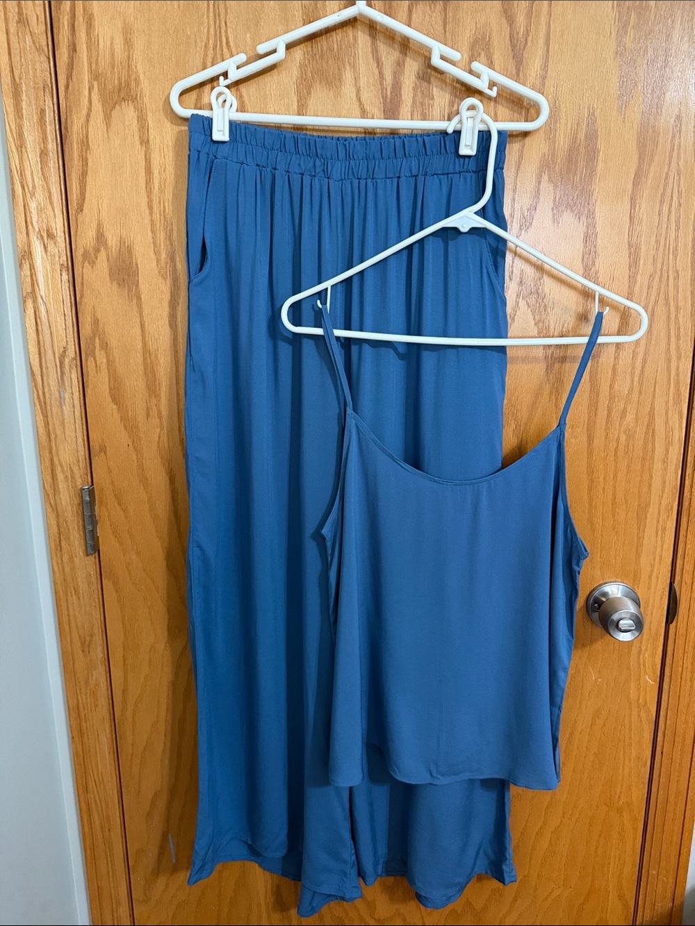 Zenana Outfitters Blue Two-Piece Cami Top and Wide Leg Pants Set
